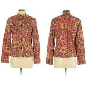 Chico's Shacket Rainbow Eyelet‎ Lace Mandarin Collar Button Down Jacket  Sz 0